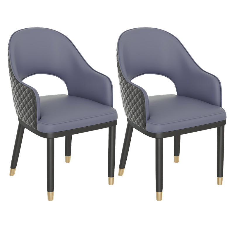 Modern Style Arm Chair Leather Open Back Indoor Dining Chair Blue 2 Piece Set Clearhalo 'Dining Chairs' 'Dining Tables & Seating' 'dining_chair' 'furn' 'furn_dining_chair' 'Furniture' 'furniture_dining_chair' 'Kitchen & Dining Furniture' 5044215