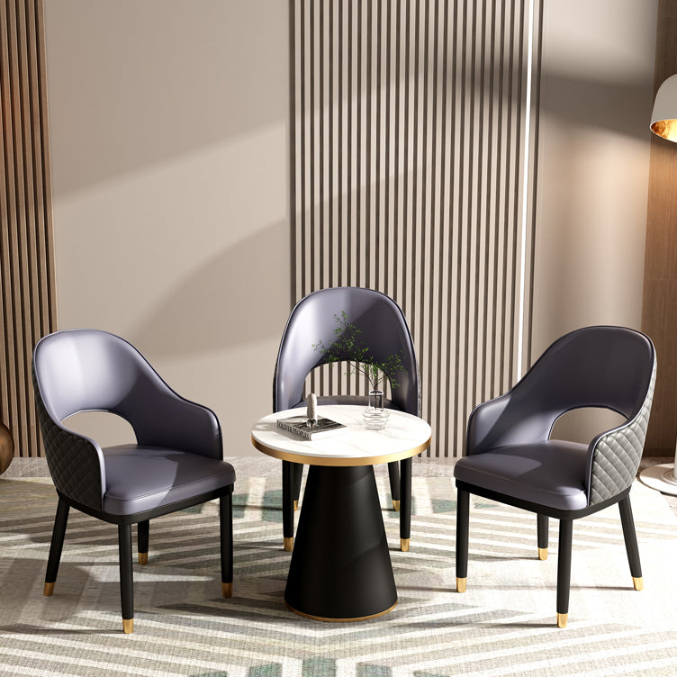 Modern Style Arm Chair Leather Open Back Indoor Dining Chair Clearhalo 'Dining Chairs' 'Dining Tables & Seating' 'dining_chair' 'furn' 'furn_dining_chair' 'Furniture' 'furniture_dining_chair' 'Kitchen & Dining Furniture' 5044221