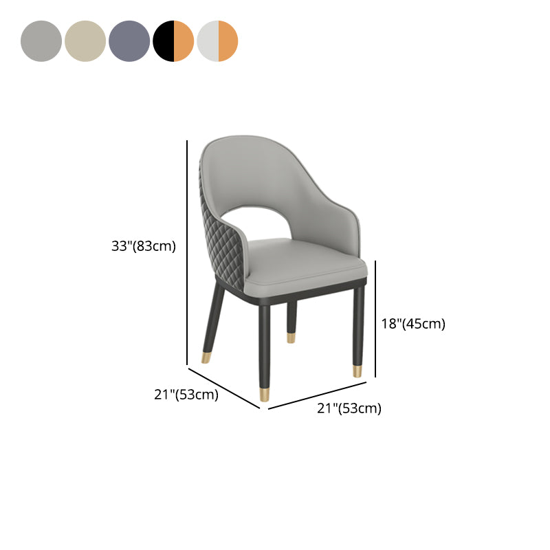 Modern Style Arm Chair Leather Open Back Indoor Dining Chair Clearhalo 'Dining Chairs' 'Dining Tables & Seating' 'dining_chair' 'furn' 'furn_dining_chair' 'Furniture' 'furniture_dining_chair' 'Kitchen & Dining Furniture' 5044227