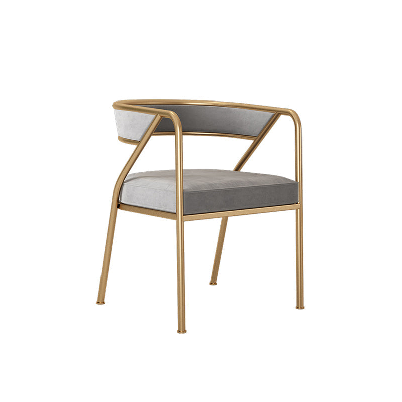 Glam Style Dining Arm Chair Upholstered Open Back Dining Chair Grey 1 Piece Clearhalo 'Dining Chairs' 'Dining Tables & Seating' 'dining_chair' 'furn' 'furn_dining_chair' 'Furniture' 'furniture_dining_chair' 'Kitchen & Dining Furniture' 5044229