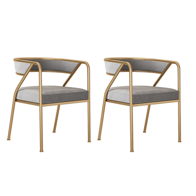 Glam Style Dining Arm Chair Upholstered Open Back Dining Chair Grey 2 Piece Set Clearhalo 'Dining Chairs' 'Dining Tables & Seating' 'dining_chair' 'furn' 'furn_dining_chair' 'Furniture' 'furniture_dining_chair' 'Kitchen & Dining Furniture' 5044231