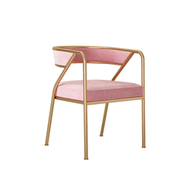 Glam Style Dining Arm Chair Upholstered Open Back Dining Chair Pink 1 Piece Clearhalo 'Dining Chairs' 'Dining Tables & Seating' 'dining_chair' 'furn' 'furn_dining_chair' 'Furniture' 'furniture_dining_chair' 'Kitchen & Dining Furniture' 5044235