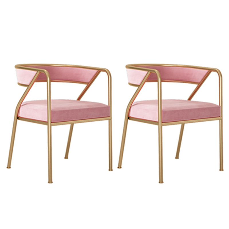 Glam Style Dining Arm Chair Upholstered Open Back Dining Chair Pink 2 Piece Set Clearhalo 'Dining Chairs' 'Dining Tables & Seating' 'dining_chair' 'furn' 'furn_dining_chair' 'Furniture' 'furniture_dining_chair' 'Kitchen & Dining Furniture' 5044237