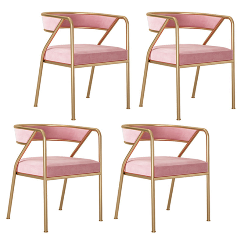 Glam Style Dining Arm Chair Upholstered Open Back Dining Chair Pink 4 Piece Set Clearhalo 'Dining Chairs' 'Dining Tables & Seating' 'dining_chair' 'furn' 'furn_dining_chair' 'Furniture' 'furniture_dining_chair' 'Kitchen & Dining Furniture' 5044239