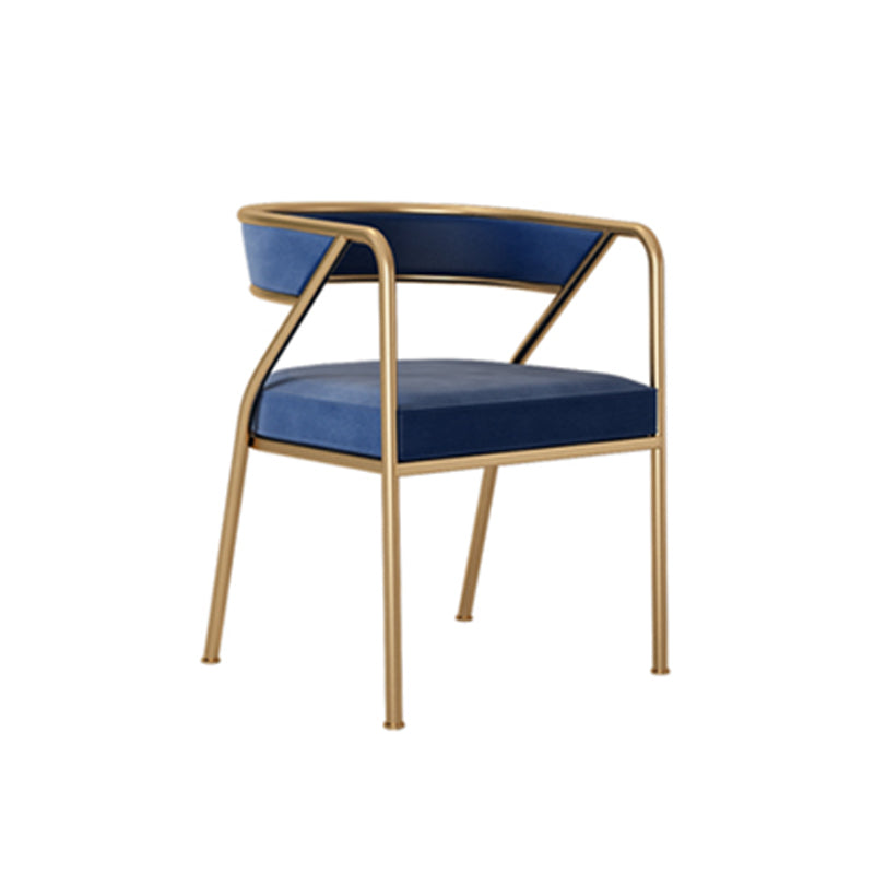 Glam Style Dining Arm Chair Upholstered Open Back Dining Chair Blue 1 Piece Clearhalo 'Dining Chairs' 'Dining Tables & Seating' 'dining_chair' 'furn' 'furn_dining_chair' 'Furniture' 'furniture_dining_chair' 'Kitchen & Dining Furniture' 5044241