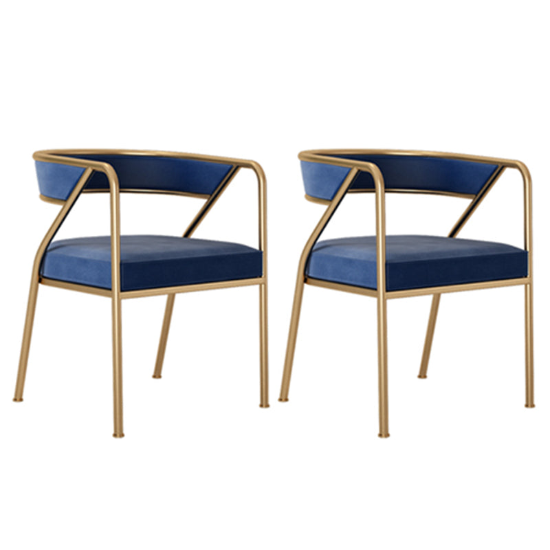Glam Style Dining Arm Chair Upholstered Open Back Dining Chair Blue 2 Piece Set Clearhalo 'Dining Chairs' 'Dining Tables & Seating' 'dining_chair' 'furn' 'furn_dining_chair' 'Furniture' 'furniture_dining_chair' 'Kitchen & Dining Furniture' 5044243