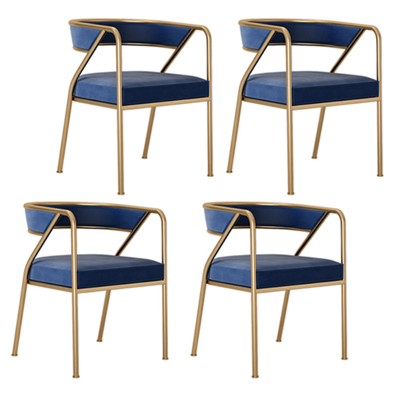 Glam Style Dining Arm Chair Upholstered Open Back Dining Chair Blue 4 Piece Set Clearhalo 'Dining Chairs' 'Dining Tables & Seating' 'dining_chair' 'furn' 'furn_dining_chair' 'Furniture' 'furniture_dining_chair' 'Kitchen & Dining Furniture' 5044244