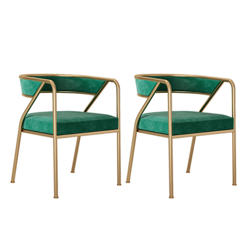 Glam Style Dining Arm Chair Upholstered Open Back Dining Chair Green 2 Piece Set Clearhalo 'Dining Chairs' 'Dining Tables & Seating' 'dining_chair' 'furn' 'furn_dining_chair' 'Furniture' 'furniture_dining_chair' 'Kitchen & Dining Furniture' 5044248