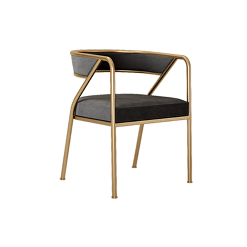 Glam Style Dining Arm Chair Upholstered Open Back Dining Chair Black 1 Piece Clearhalo 'Dining Chairs' 'Dining Tables & Seating' 'dining_chair' 'furn' 'furn_dining_chair' 'Furniture' 'furniture_dining_chair' 'Kitchen & Dining Furniture' 5044250