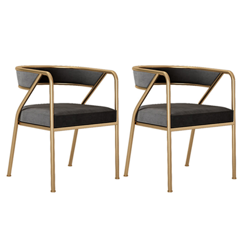 Glam Style Dining Arm Chair Upholstered Open Back Dining Chair Black 2 Piece Set Clearhalo 'Dining Chairs' 'Dining Tables & Seating' 'dining_chair' 'furn' 'furn_dining_chair' 'Furniture' 'furniture_dining_chair' 'Kitchen & Dining Furniture' 5044251