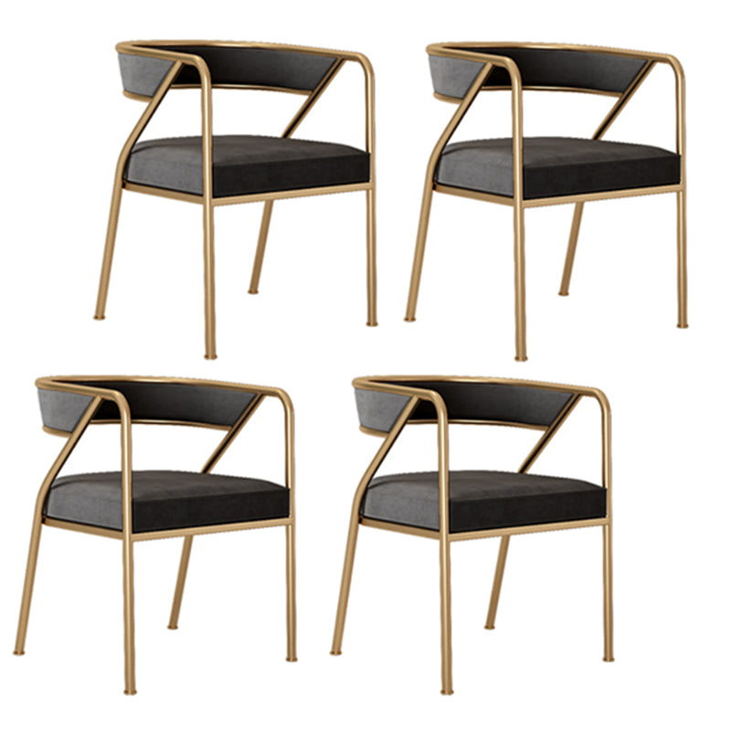 Glam Style Dining Arm Chair Upholstered Open Back Dining Chair Black 4 Piece Set Clearhalo 'Dining Chairs' 'Dining Tables & Seating' 'dining_chair' 'furn' 'furn_dining_chair' 'Furniture' 'furniture_dining_chair' 'Kitchen & Dining Furniture' 5044252