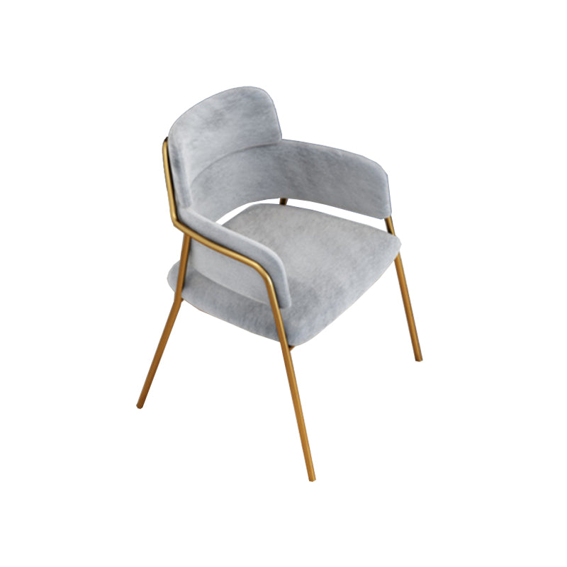 Glam Style Dining Arm Chair Upholstered Open Back Dining Chair for Indoor Light Gray 1 Piece Clearhalo 'Dining Chairs' 'Dining Tables & Seating' 'dining_chair' 'furn' 'furn_dining_chair' 'Furniture' 'furniture_dining_chair' 'Kitchen & Dining Furniture' 5044255