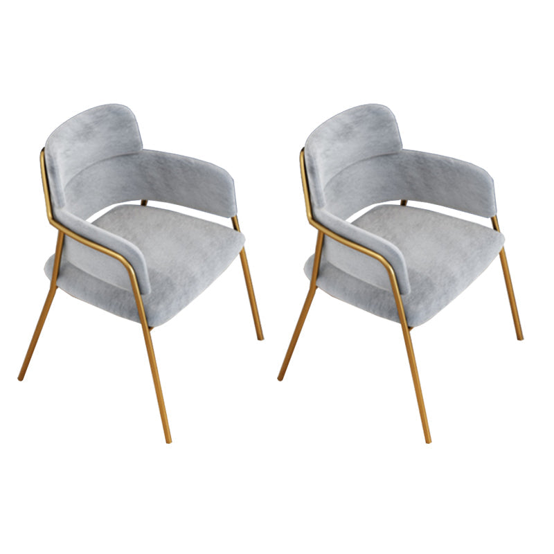 Glam Style Dining Arm Chair Upholstered Open Back Dining Chair for Indoor Light Gray 2 Piece Set Clearhalo 'Dining Chairs' 'Dining Tables & Seating' 'dining_chair' 'furn' 'furn_dining_chair' 'Furniture' 'furniture_dining_chair' 'Kitchen & Dining Furniture' 5044256