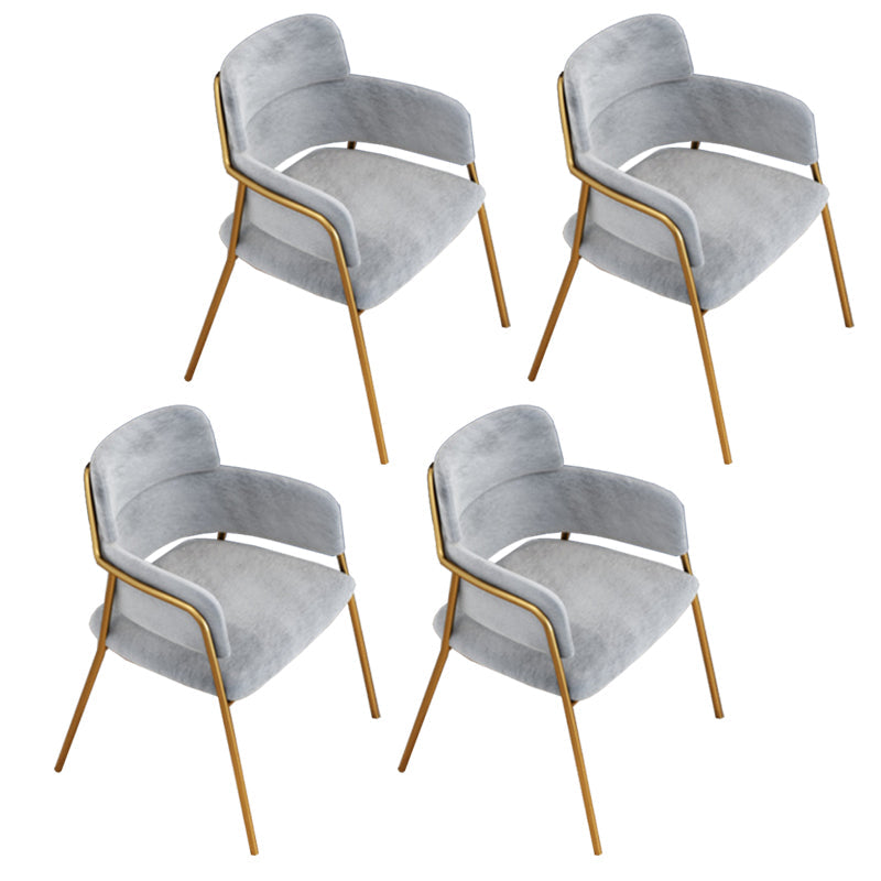 Glam Style Dining Arm Chair Upholstered Open Back Dining Chair for Indoor Light Gray 4 Piece Set Clearhalo 'Dining Chairs' 'Dining Tables & Seating' 'dining_chair' 'furn' 'furn_dining_chair' 'Furniture' 'furniture_dining_chair' 'Kitchen & Dining Furniture' 5044259