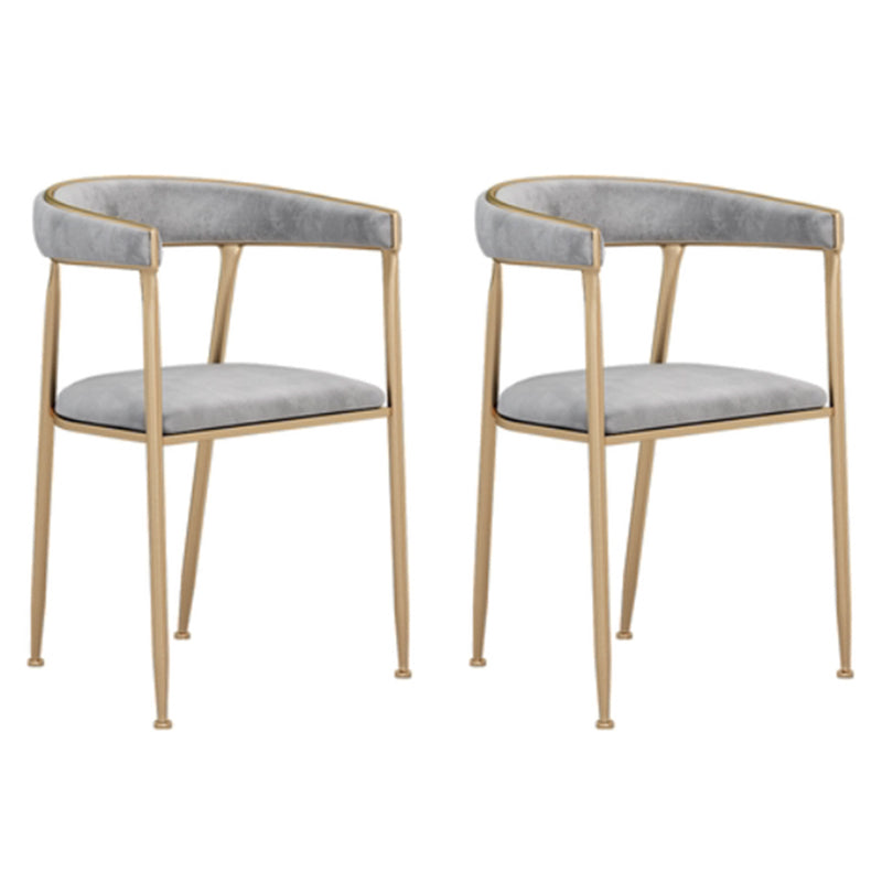 Glam Style Dining Arm Chair Upholstered Open Back Dining Chair for Indoor Grey 2 Piece Set Clearhalo 'Dining Chairs' 'Dining Tables & Seating' 'dining_chair' 'furn' 'furn_dining_chair' 'Furniture' 'furniture_dining_chair' 'Kitchen & Dining Furniture' 5044263