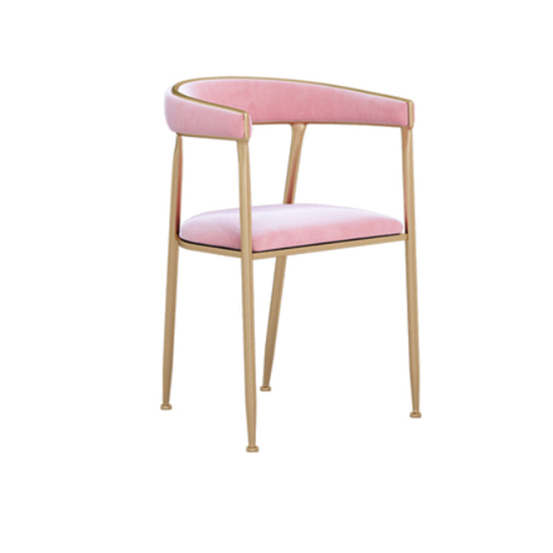 Glam Style Dining Arm Chair Upholstered Open Back Dining Chair for Indoor Pink 1 Piece Clearhalo 'Dining Chairs' 'Dining Tables & Seating' 'dining_chair' 'furn' 'furn_dining_chair' 'Furniture' 'furniture_dining_chair' 'Kitchen & Dining Furniture' 5044266