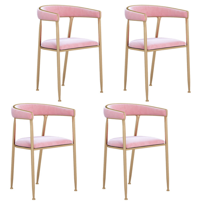 Glam Style Dining Arm Chair Upholstered Open Back Dining Chair for Indoor Pink 4 Piece Set Clearhalo 'Dining Chairs' 'Dining Tables & Seating' 'dining_chair' 'furn' 'furn_dining_chair' 'Furniture' 'furniture_dining_chair' 'Kitchen & Dining Furniture' 5044270