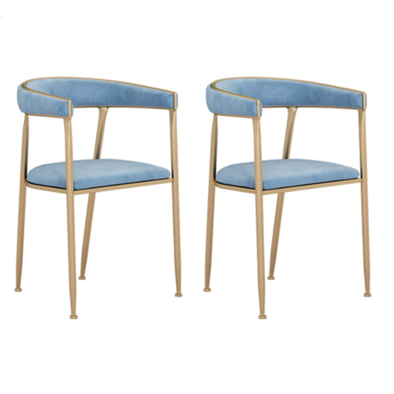 Glam Style Dining Arm Chair Upholstered Open Back Dining Chair for Indoor Blue 2 Piece Set Clearhalo 'Dining Chairs' 'Dining Tables & Seating' 'dining_chair' 'furn' 'furn_dining_chair' 'Furniture' 'furniture_dining_chair' 'Kitchen & Dining Furniture' 5044274
