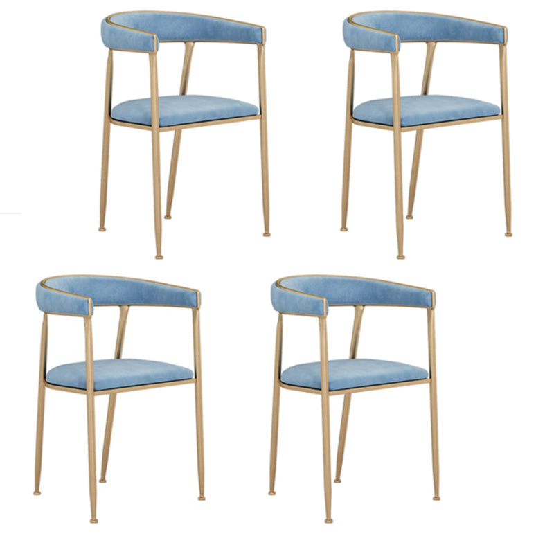 Glam Style Dining Arm Chair Upholstered Open Back Dining Chair for Indoor Blue 4 Piece Set Clearhalo 'Dining Chairs' 'Dining Tables & Seating' 'dining_chair' 'furn' 'furn_dining_chair' 'Furniture' 'furniture_dining_chair' 'Kitchen & Dining Furniture' 5044276