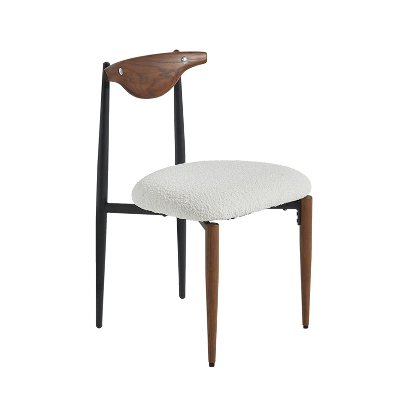 Upholstered Dining Chair Contemporary Open Back Side Chair for Dining Room White-Brown 1 Piece Clearhalo 'Dining Chairs' 'Dining Tables & Seating' 'dining_chair' 'furn' 'furn_dining_chair' 'Furniture' 'furniture_dining_chair' 'Kitchen & Dining Furniture' 5044285