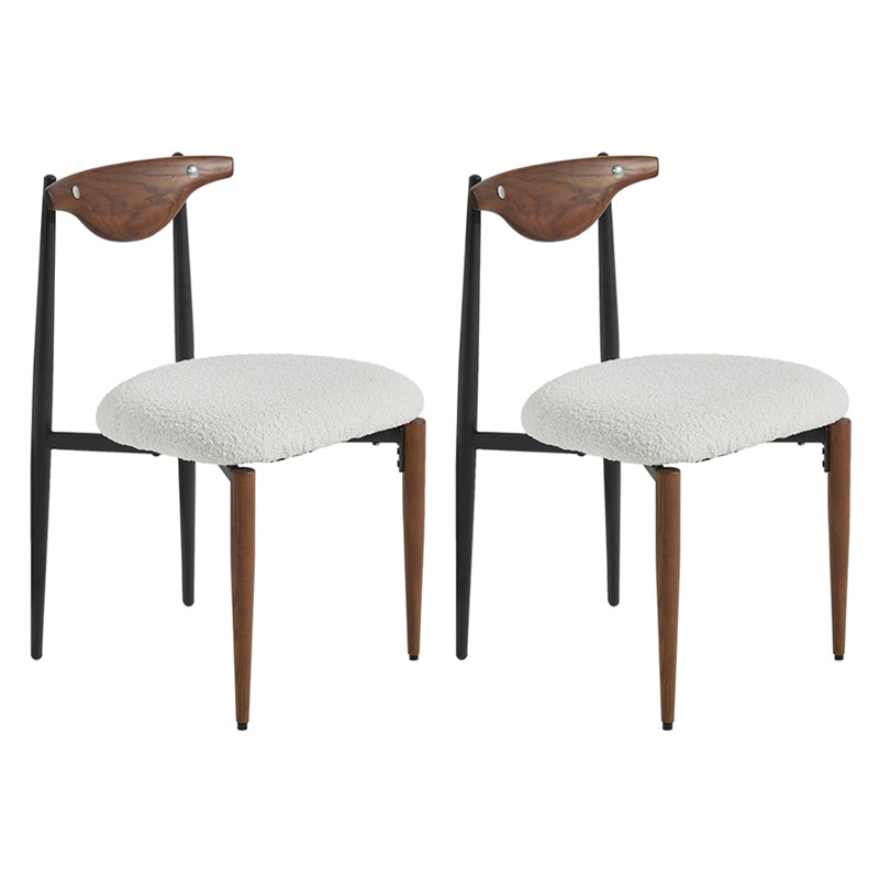 Upholstered Dining Chair Contemporary Open Back Side Chair for Dining Room White-Brown 2 Piece Set Clearhalo 'Dining Chairs' 'Dining Tables & Seating' 'dining_chair' 'furn' 'furn_dining_chair' 'Furniture' 'furniture_dining_chair' 'Kitchen & Dining Furniture' 5044288