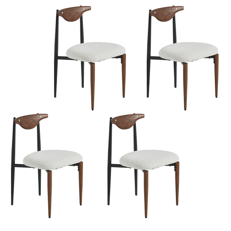 Upholstered Dining Chair Contemporary Open Back Side Chair for Dining Room White-Brown 4 Piece Set Clearhalo 'Dining Chairs' 'Dining Tables & Seating' 'dining_chair' 'furn' 'furn_dining_chair' 'Furniture' 'furniture_dining_chair' 'Kitchen & Dining Furniture' 5044290
