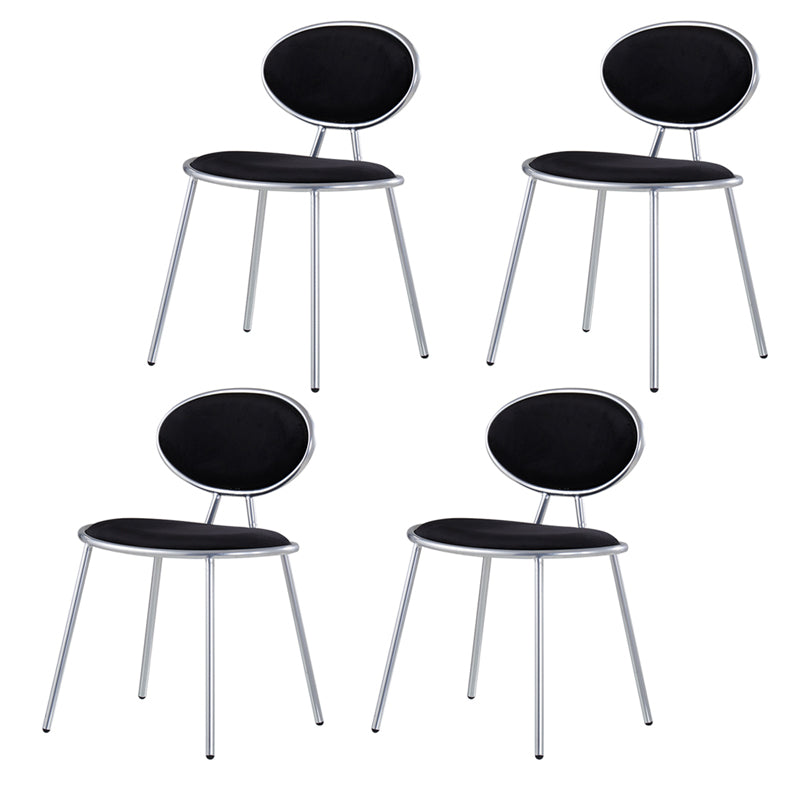 Upholstered Stackable Dining Chair King Louis Back Side Chair for Dining Room Black 4 Piece Set Clearhalo 'Dining Chairs' 'Dining Tables & Seating' 'dining_chair' 'furn' 'furn_dining_chair' 'Furniture' 'furniture_dining_chair' 'Kitchen & Dining Furniture' 5044331