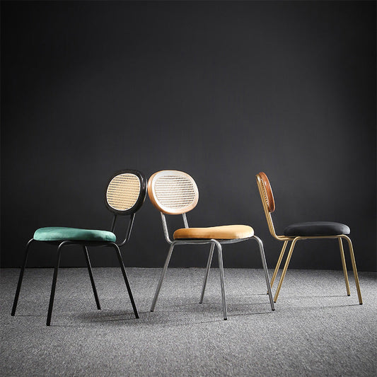 Glam Style Side Chair Upholstered Cane Back Dining Chair for Indoor Clearhalo 'Dining Chairs' 'Dining Tables & Seating' 'dining_chair' 'furn' 'furn_dining_chair' 'Furniture' 'furniture_dining_chair' 'Kitchen & Dining Furniture' 5044352