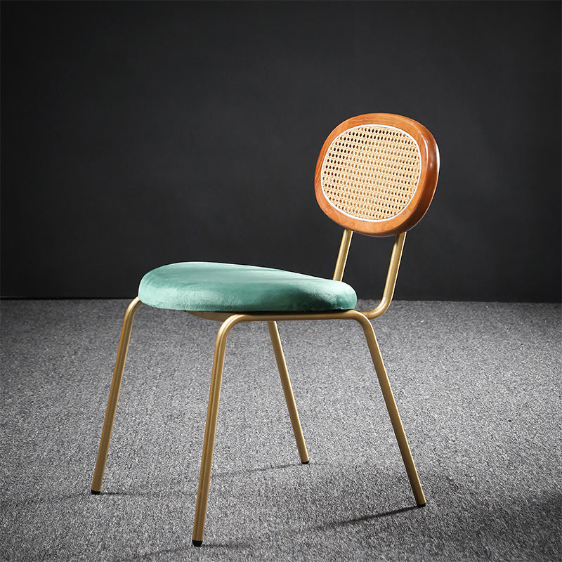 Glam Style Side Chair Upholstered Cane Back Dining Chair for Indoor Clearhalo 'Dining Chairs' 'Dining Tables & Seating' 'dining_chair' 'furn' 'furn_dining_chair' 'Furniture' 'furniture_dining_chair' 'Kitchen & Dining Furniture' 5044357