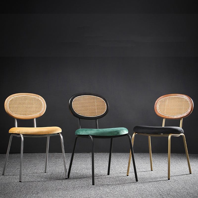 Glam Style Side Chair Upholstered Cane Back Dining Chair for Indoor Clearhalo 'Dining Chairs' 'Dining Tables & Seating' 'dining_chair' 'furn' 'furn_dining_chair' 'Furniture' 'furniture_dining_chair' 'Kitchen & Dining Furniture' 5044358