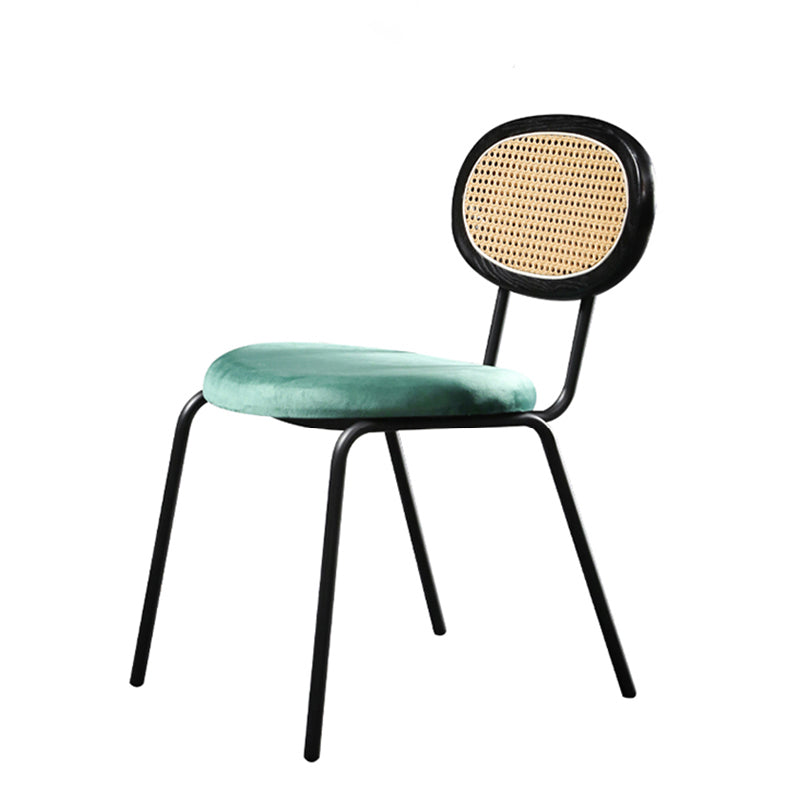 Glam Style Side Chair Upholstered Cane Back Dining Chair for Indoor Clearhalo 'Dining Chairs' 'Dining Tables & Seating' 'dining_chair' 'furn' 'furn_dining_chair' 'Furniture' 'furniture_dining_chair' 'Kitchen & Dining Furniture' 5044360