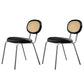Glam Style Side Chair Upholstered Cane Back Dining Chair for Indoor Black-Silver 2 Piece Set Clearhalo 'Dining Chairs' 'Dining Tables & Seating' 'dining_chair' 'furn' 'furn_dining_chair' 'Furniture' 'furniture_dining_chair' 'Kitchen & Dining Furniture' 5044361