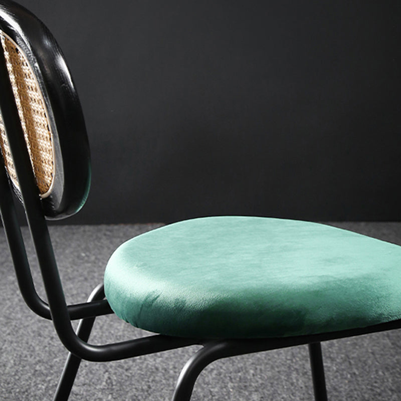 Glam Style Side Chair Upholstered Cane Back Dining Chair for Indoor Clearhalo 'Dining Chairs' 'Dining Tables & Seating' 'dining_chair' 'furn' 'furn_dining_chair' 'Furniture' 'furniture_dining_chair' 'Kitchen & Dining Furniture' 5044362