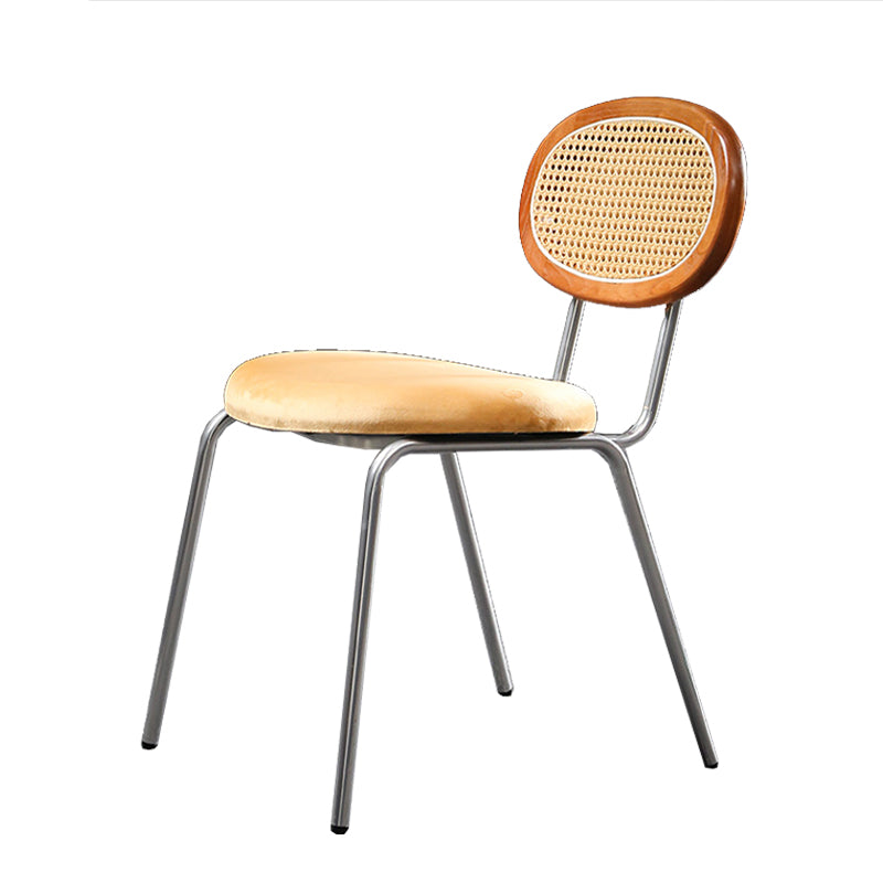 Glam Style Side Chair Upholstered Cane Back Dining Chair for Indoor Brown 1 Piece Clearhalo 'Dining Chairs' 'Dining Tables & Seating' 'dining_chair' 'furn' 'furn_dining_chair' 'Furniture' 'furniture_dining_chair' 'Kitchen & Dining Furniture' 5044365