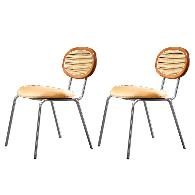 Glam Style Side Chair Upholstered Cane Back Dining Chair for Indoor Brown 2 Piece Set Clearhalo 'Dining Chairs' 'Dining Tables & Seating' 'dining_chair' 'furn' 'furn_dining_chair' 'Furniture' 'furniture_dining_chair' 'Kitchen & Dining Furniture' 5044366