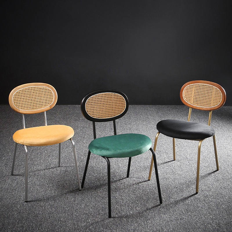 Glam Style Side Chair Upholstered Cane Back Dining Chair for Indoor Clearhalo 'Dining Chairs' 'Dining Tables & Seating' 'dining_chair' 'furn' 'furn_dining_chair' 'Furniture' 'furniture_dining_chair' 'Kitchen & Dining Furniture' 5044367