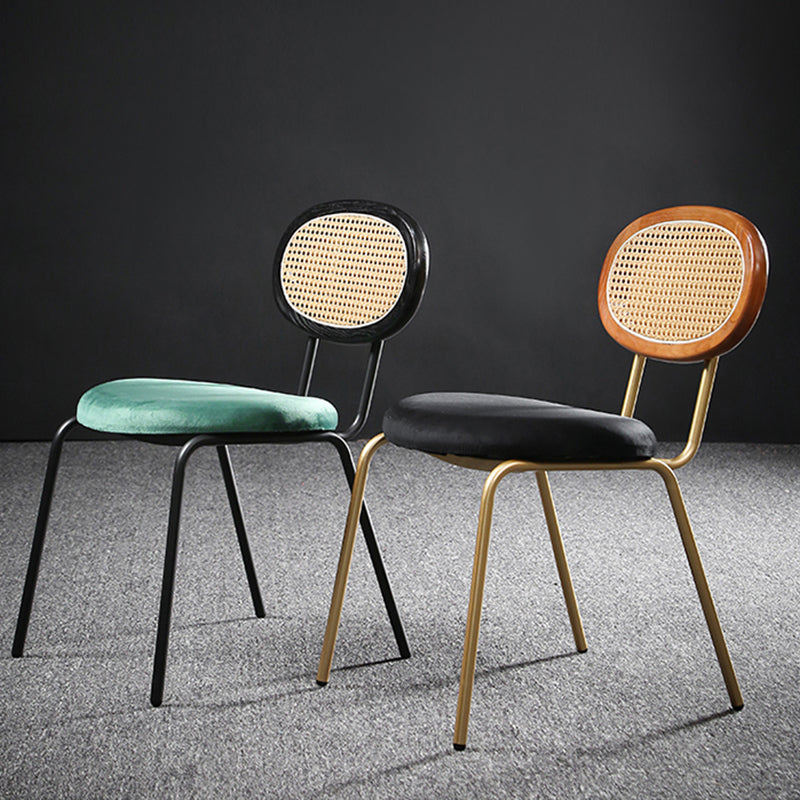 Glam Style Side Chair Upholstered Cane Back Dining Chair for Indoor Clearhalo 'Dining Chairs' 'Dining Tables & Seating' 'dining_chair' 'furn' 'furn_dining_chair' 'Furniture' 'furniture_dining_chair' 'Kitchen & Dining Furniture' 5044369