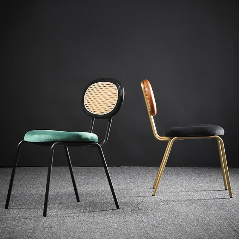 Glam Style Side Chair Upholstered Cane Back Dining Chair for Indoor Clearhalo 'Dining Chairs' 'Dining Tables & Seating' 'dining_chair' 'furn' 'furn_dining_chair' 'Furniture' 'furniture_dining_chair' 'Kitchen & Dining Furniture' 5044371