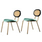 Glam Style Side Chair Upholstered Cane Back Dining Chair for Indoor Green Gold 2 Piece Set Clearhalo 'Dining Chairs' 'Dining Tables & Seating' 'dining_chair' 'furn' 'furn_dining_chair' 'Furniture' 'furniture_dining_chair' 'Kitchen & Dining Furniture' 5044377