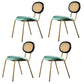 Glam Style Side Chair Upholstered Cane Back Dining Chair for Indoor Green Gold 4 Piece Set Clearhalo 'Dining Chairs' 'Dining Tables & Seating' 'dining_chair' 'furn' 'furn_dining_chair' 'Furniture' 'furniture_dining_chair' 'Kitchen & Dining Furniture' 5044378