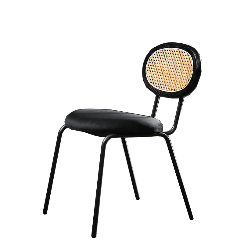 Glam Style Side Chair Upholstered Cane Back Dining Chair for Indoor Black 1 Piece Clearhalo 'Dining Chairs' 'Dining Tables & Seating' 'dining_chair' 'furn' 'furn_dining_chair' 'Furniture' 'furniture_dining_chair' 'Kitchen & Dining Furniture' 5044382