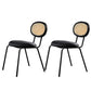 Glam Style Side Chair Upholstered Cane Back Dining Chair for Indoor Black 2 Piece Set Clearhalo 'Dining Chairs' 'Dining Tables & Seating' 'dining_chair' 'furn' 'furn_dining_chair' 'Furniture' 'furniture_dining_chair' 'Kitchen & Dining Furniture' 5044383