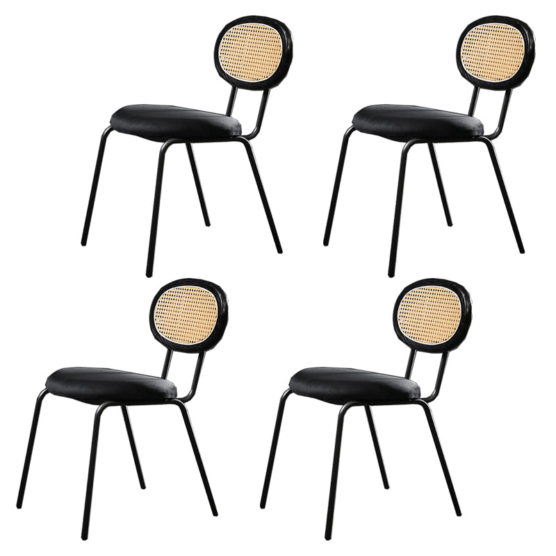 Glam Style Side Chair Upholstered Cane Back Dining Chair for Indoor Black 4 Piece Set Clearhalo 'Dining Chairs' 'Dining Tables & Seating' 'dining_chair' 'furn' 'furn_dining_chair' 'Furniture' 'furniture_dining_chair' 'Kitchen & Dining Furniture' 5044384