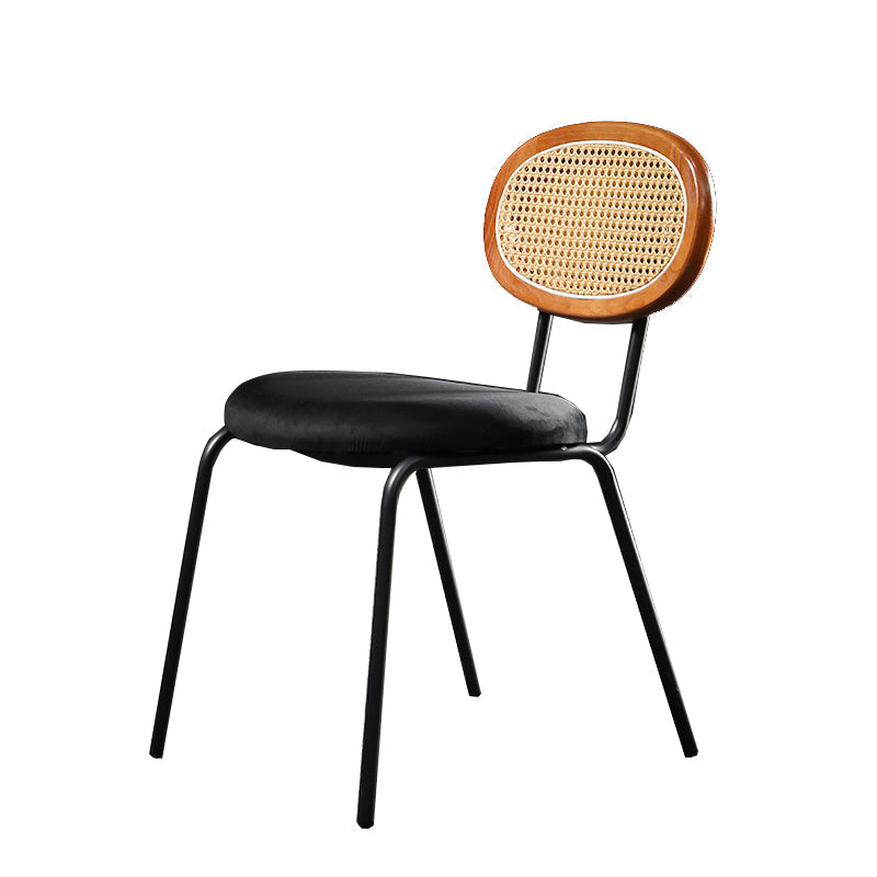 Glam Style Side Chair Upholstered Cane Back Dining Chair for Indoor Brown-Black 1 Piece Clearhalo 'Dining Chairs' 'Dining Tables & Seating' 'dining_chair' 'furn' 'furn_dining_chair' 'Furniture' 'furniture_dining_chair' 'Kitchen & Dining Furniture' 5044385