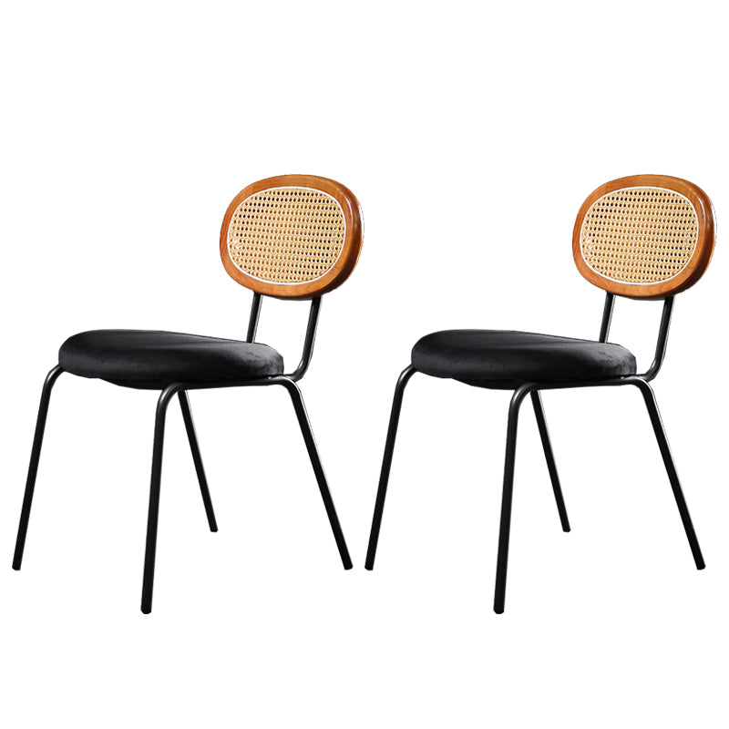 Glam Style Side Chair Upholstered Cane Back Dining Chair for Indoor Brown-Black 2 Piece Set Clearhalo 'Dining Chairs' 'Dining Tables & Seating' 'dining_chair' 'furn' 'furn_dining_chair' 'Furniture' 'furniture_dining_chair' 'Kitchen & Dining Furniture' 5044386