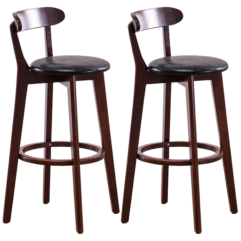 Scandinavian Dessert Shop Beech Stool Matte Finish Upholstered Bar Stools Black Set of 2 Clearhalo 'Bar Furniture' 'Bar Stools' 'bar_stools' 'Furniture' 'furniture_bar_stools' 'Kitchen & Dining Furniture' 5044448