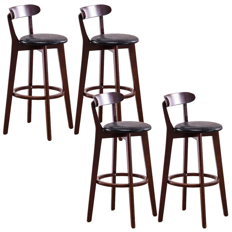 Scandinavian Dessert Shop Beech Stool Matte Finish Upholstered Bar Stools Black Set of 4 Clearhalo 'Bar Furniture' 'Bar Stools' 'bar_stools' 'Furniture' 'furniture_bar_stools' 'Kitchen & Dining Furniture' 5044450