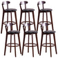 Scandinavian Dessert Shop Beech Stool Matte Finish Upholstered Bar Stools Black Set of 6 Clearhalo 'Bar Furniture' 'Bar Stools' 'bar_stools' 'Furniture' 'furniture_bar_stools' 'Kitchen & Dining Furniture' 5044451