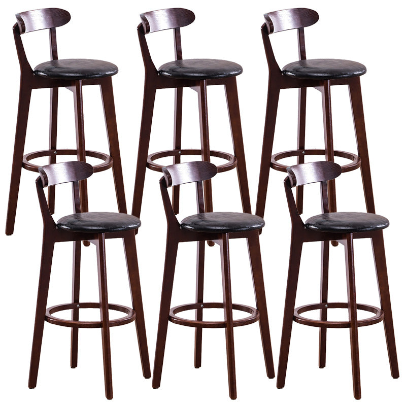 Scandinavian Dessert Shop Beech Stool Matte Finish Upholstered Bar Stools Black Set of 6 Clearhalo 'Bar Furniture' 'Bar Stools' 'bar_stools' 'Furniture' 'furniture_bar_stools' 'Kitchen & Dining Furniture' 5044451