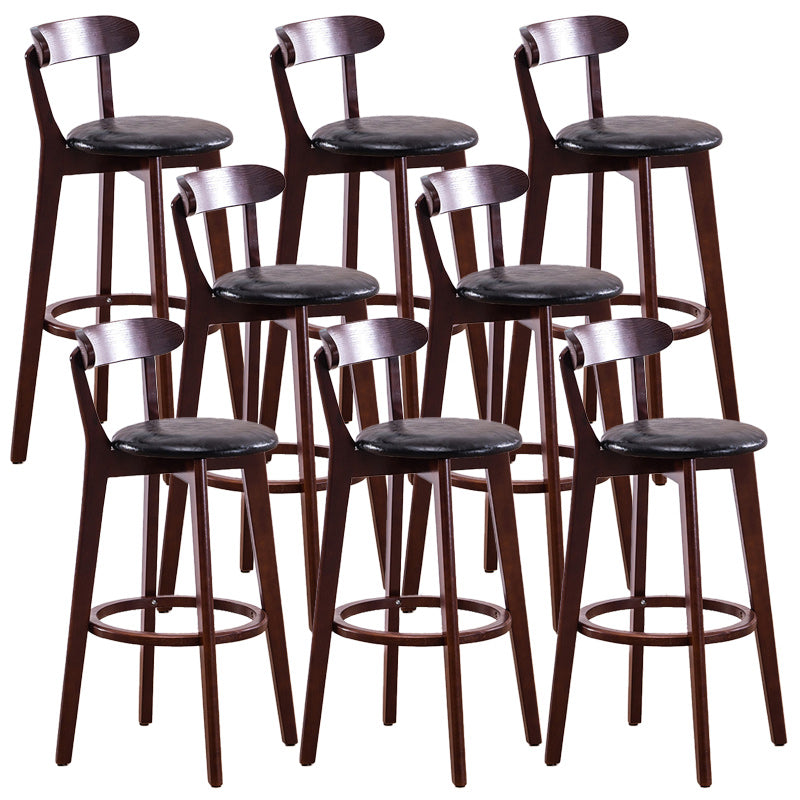 Scandinavian Dessert Shop Beech Stool Matte Finish Upholstered Bar Stools Black Set of 8 Clearhalo 'Bar Furniture' 'Bar Stools' 'bar_stools' 'Furniture' 'furniture_bar_stools' 'Kitchen & Dining Furniture' 5044453